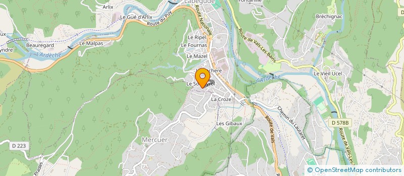 localisation de l'entreprise AUBENAS PAINTBALL CLUB  LABEGUDE