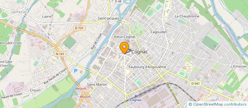 localisation de l'entreprise AUGIER ROBIN BRIAND ET CIE à COGNAC