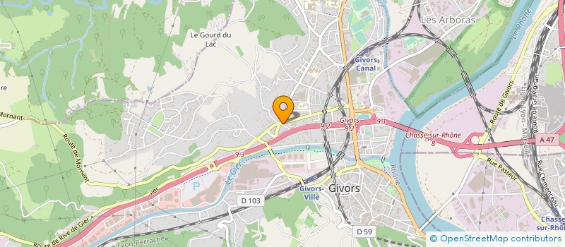 localisation de l'entreprise AURA RG ELECTRICITE à GIVORS