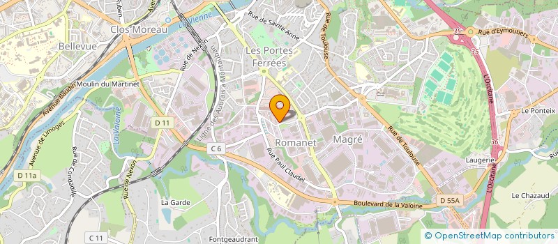localisation de l'entreprise AUTO CONTROLE QUERCY LIMOUSIN à LIMOGES