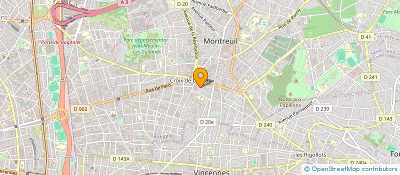 localisation de l'entreprise AUTO-ECOLE CROIX DE CHAVAUX à MONTREUIL