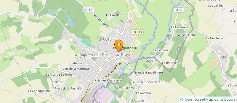 localisation de l'entreprise AUX DELICES DE BESSE à BESSE-SUR-BRAYE