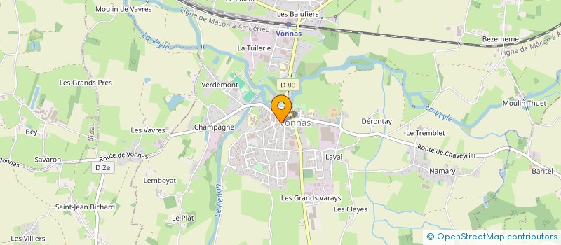 localisation de l'entreprise B.C.C.B.V. - BADMINTON DE LA COMMUNAUTE DE COMMUNES DES BORDS DE VEYLE  VONNAS