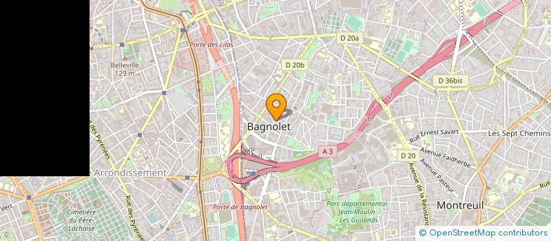 localisation de l'entreprise B.D.F. à BAGNOLET