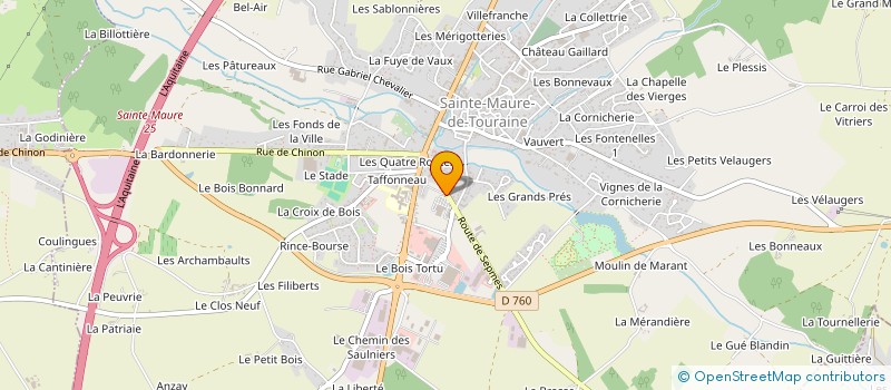 localisation de l'entreprise B & H CHAUSSURES à SAINTE-MAURE-DE-TOURAINE
