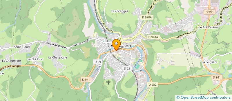 localisation de l'entreprise B&M 23 à AUBUSSON