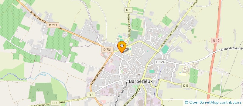 localisation de l'entreprise BARBEZIEUX SUD-CHARENTE RUGBY 16 (BSCR 16)  BARBEZIEUX-SAINT-HILAIRE