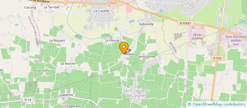 localisation de l'entreprise BATIMENT COUVERTURE RESTAURATION  SAINT-LAURENT-DES-VIGNES