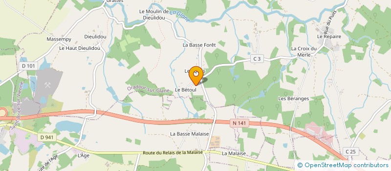 localisation de l'entreprise BAURIANNE TOITURES  ORADOUR-SUR-GLANE