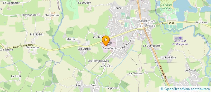 localisation de l'entreprise BETON TERRASSEMENT DE L'AIN à MONTREVEL-EN-BRESSE