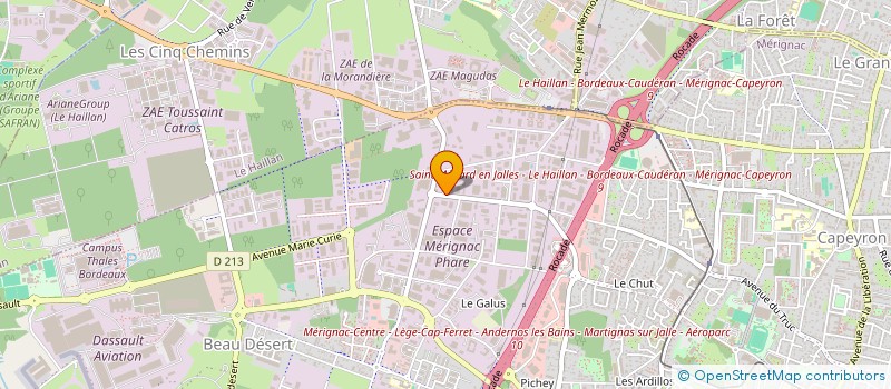 localisation de l'entreprise BIOCENTRE DU SUD-OUEST à MERIGNAC