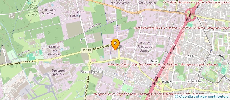 localisation de l'entreprise BIONETT INDUSTRIE à MERIGNAC