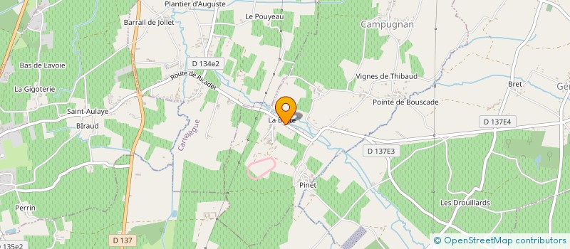 localisation de l'entreprise BORDEAUX VIGNOBLES SERVICE à CAMPUGNAN