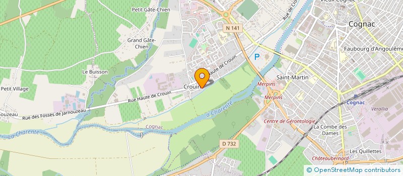 localisation de l'entreprise BOUCHET CHARPENTE COUVERTURE à COGNAC