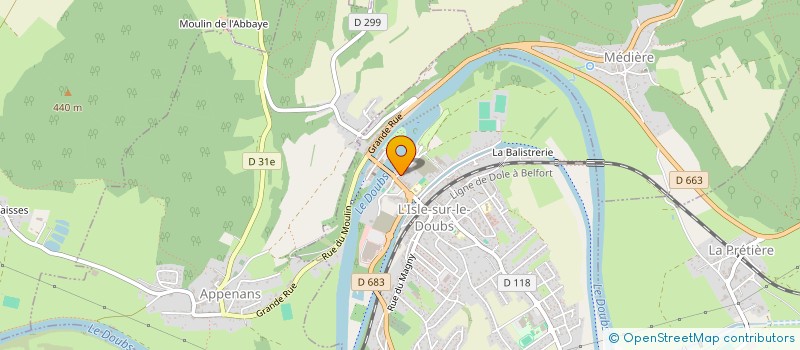 localisation de l'entreprise BOULANGERIE POFILET à L'ISLE-SUR-LE-DOUBS