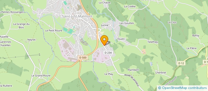 localisation de l'entreprise BOUTE YVES SAS à SAINT-JUST-MALMONT