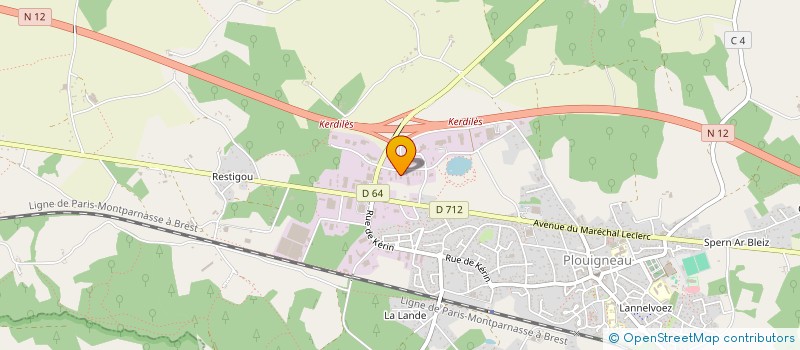 localisation de l'entreprise BRETAGNE INCENDIE PREVENTION PROTECTION à PLOUIGNEAU