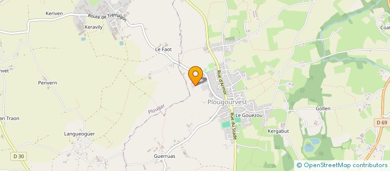 localisation de l'entreprise BRETAGNE MAGASIN ELECTRICITE -BME.  PLOUGOURVEST