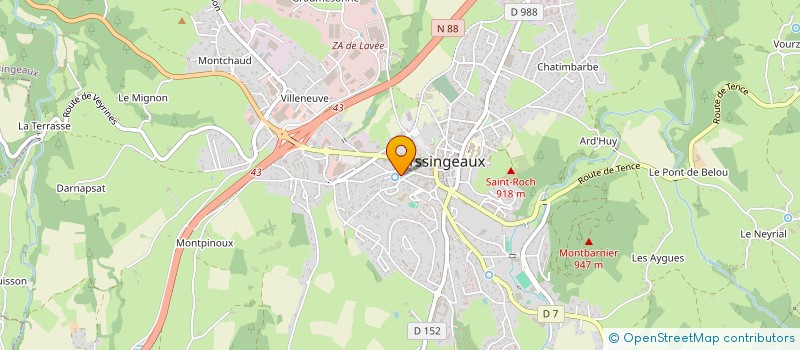 localisation de l'entreprise BRUYERE FRERES  YSSINGEAUX