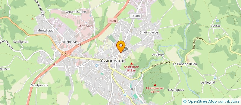 localisation de l'entreprise BS POMPES FUNEBRES  YSSINGEAUX