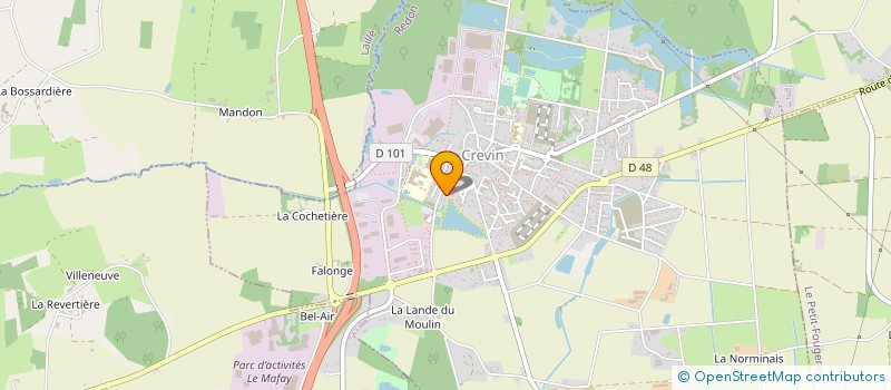 localisation de l'entreprise C.C.O. CARROSSIER CONSTRUCTEUR DE L'OUEST  CREVIN