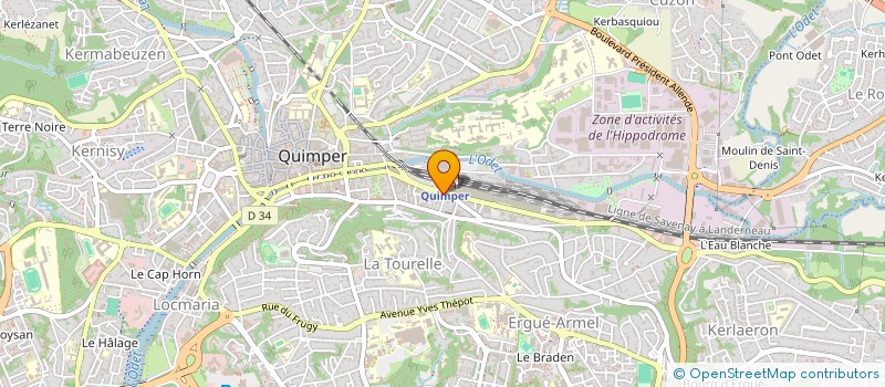 localisation de l'entreprise CAISSE DE CREDIT MUTUEL DE ERGUE GABERIC  QUIMPER