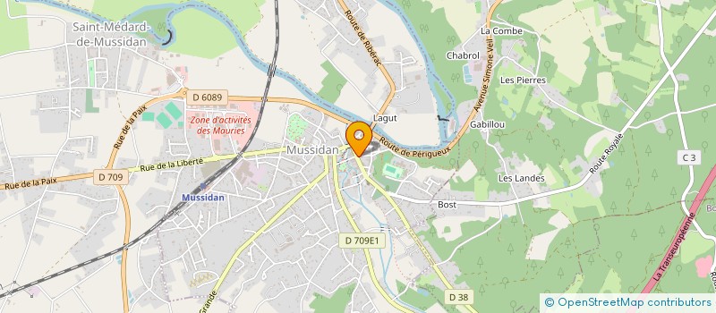 localisation de l'entreprise CAISSE LOCALE DE CREDIT AGRICOLE MUTUEL  MUSSIDAN