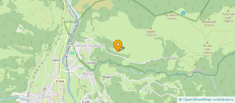 localisation de l'entreprise CAPOSSAU COMMERCANTS,  ARTISANS, PRODUCTEURS   DE LA VALLEE D'OSSAU  LOUVIE-SOUBIRON