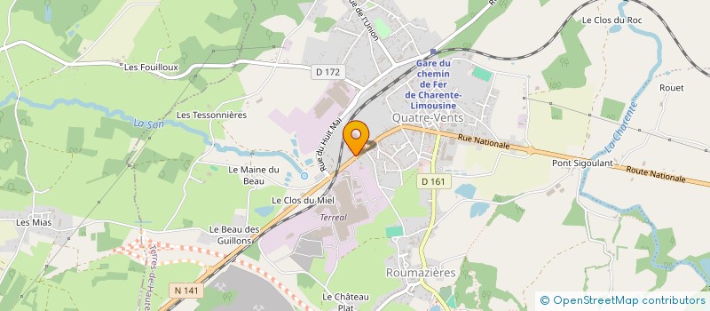 localisation de l'entreprise CARREMENT FLEUR à TERRES-DE-HAUTE-CHARENTE