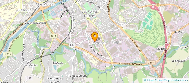 localisation de l'entreprise CARROSSERIE DE ROMANET à LIMOGES