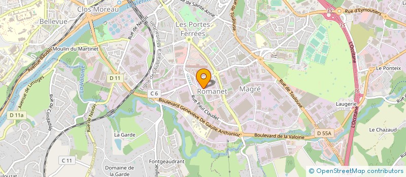 localisation de l'entreprise CARROSSERIE DE ROMANET à LIMOGES
