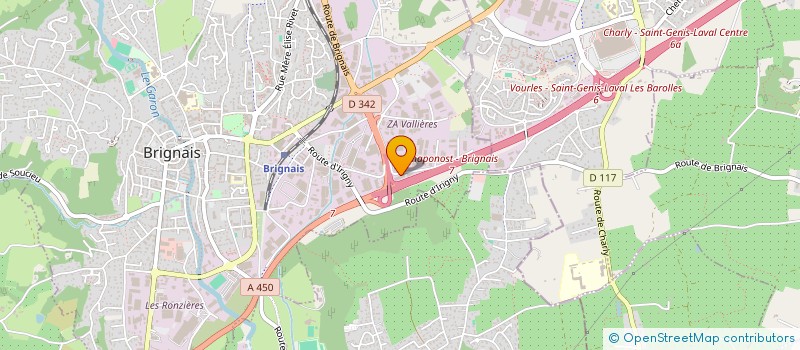 localisation de l'entreprise CENTRE AUTO DES VALLIERES à BRIGNAIS