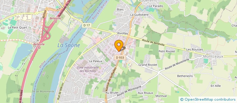 localisation de l'entreprise CENTRE AUTO PNEUS 01  GUEREINS