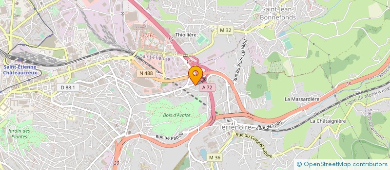 localisation de l'entreprise CENTRE D'ETANCHEITE ET DE BARDAGE DE TERRENOIRE à SAINT-ETIENNE