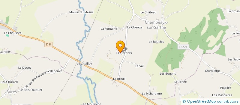 localisation de l'entreprise CHATEAU LES JARIES à CHAMPEAUX SUR SARTHE
