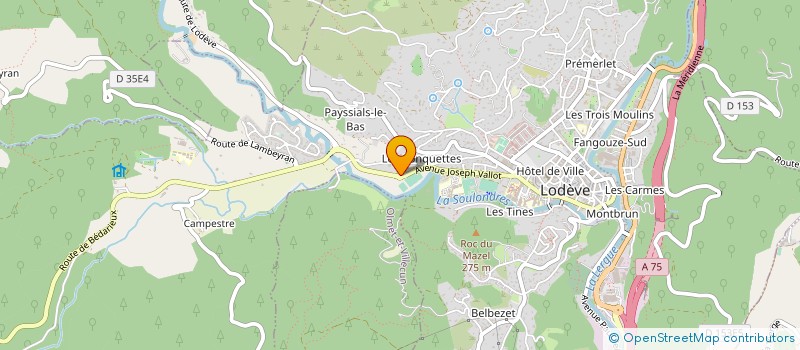 localisation de l'entreprise CLINIQUE DE SOUFFLE LA VALLONIE à LODEVE