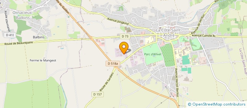 localisation de l'entreprise CLINIQUE VETERINAIRE BERLIOZ à LA COTE-SAINT-ANDRE