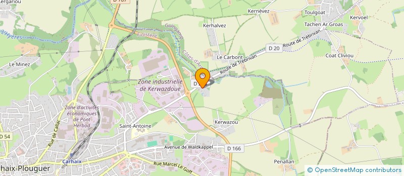 localisation de l'entreprise CLOIREC COUVERTURE à CARHAIX-PLOUGUER