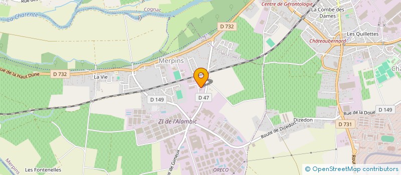 localisation de l'entreprise COGNAC SCIAGE BETON à MERPINS