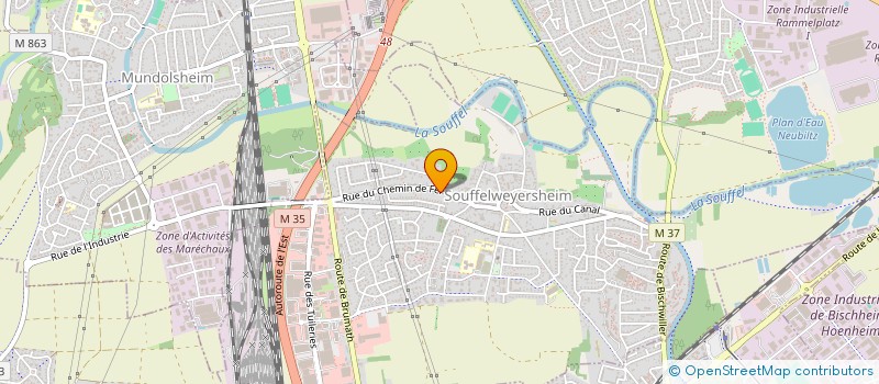 localisation de l'entreprise COMITE DEPARTEMENTAL DU BAS-RHIN DE LA FFESSM  SOUFFELWEYERSHEIM