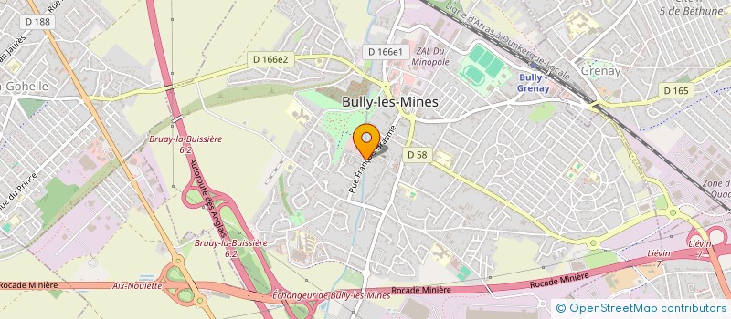 localisation de l'entreprise COMITE DES OEUVRES SOCIALES DES PERSONNELS DE LA VILLE DE BULLY LES MINES DU CENTRE COMMUNAL D'ACTION SOCIALE DE BULLY L  BULLY-LES-MINES