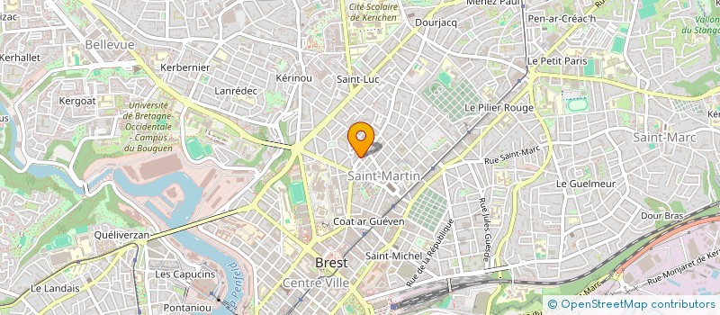 localisation de l'entreprise COMITE OEUVRES SOCIALES DES PERSONNELS COMMUNAUX ET METROPOLITAINS DES VILLES DE LA METROPOLE DE BREST ET DE CELLE CI à BREST