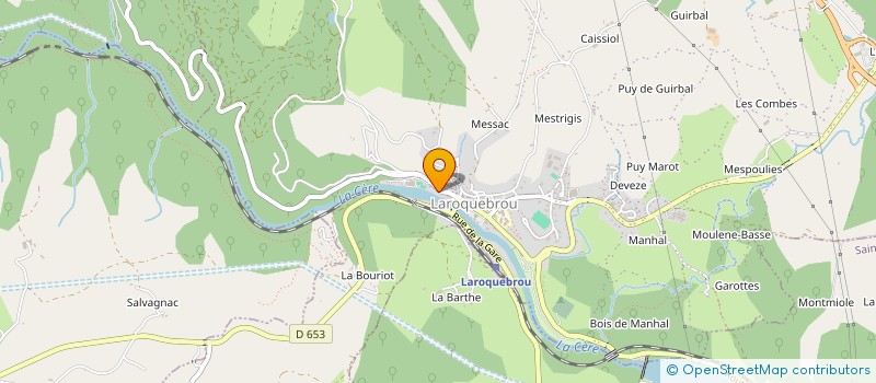 localisation de l'entreprise COMITE PLURALISTE DE DEFENSE DE MODERNISATION ET DE PROMOTION DES LIGNES FERROVIAIRES DU CANTAL à LAROQUEBROU