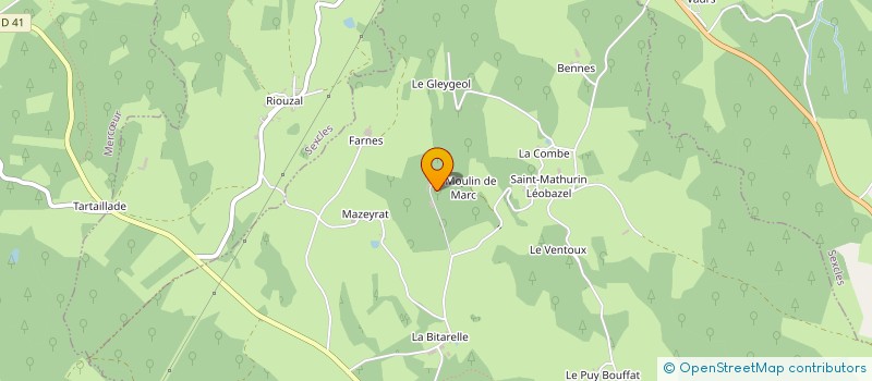 localisation de l'entreprise COMITE REGIONAL DE TOURISME EQUESTRE DU LIMOUSIN (C.R.T.E. LIMOUSIN)  CAMPS ST MATHURIN LEOBAZEL