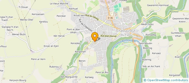 localisation de l'entreprise CONTROLE AUTOMOBILE CENTRE FINISTERE à CHATEAUNEUF-DU-FAOU