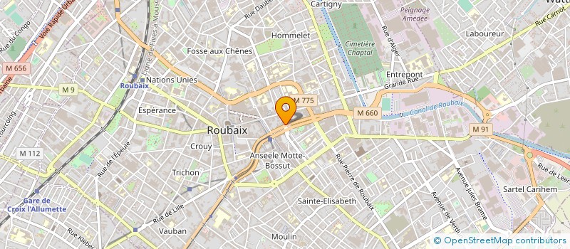 localisation de l'entreprise CONTROLES TECHNIQUES GAMBETTA à ROUBAIX