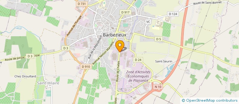 localisation de l'entreprise COPACKING PLV à BARBEZIEUX-SAINT-HILAIRE