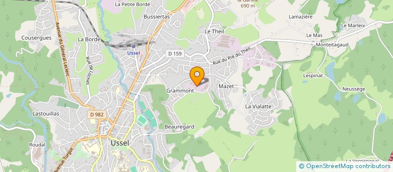 localisation de l'entreprise CP2G à USSEL