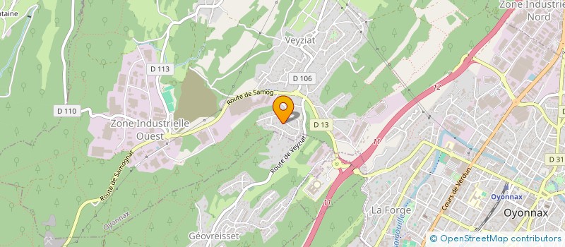 localisation de l'entreprise CREAGREEN à OYONNAX