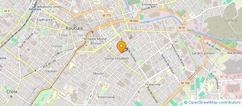 localisation de l'entreprise CRH (CONSTRUCTION, RENOVATION, HABITAT) à ROUBAIX